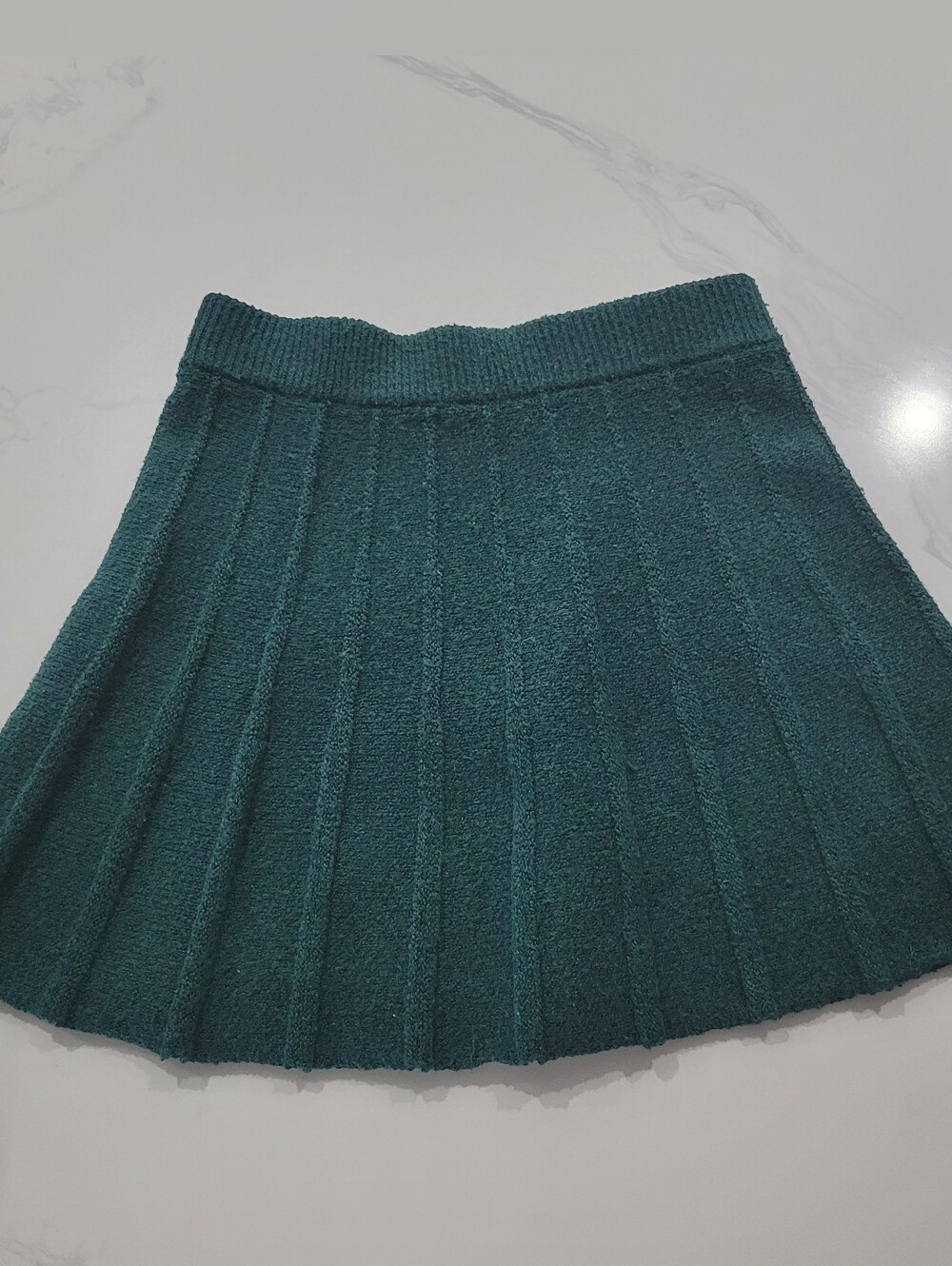 Forest Green Pleated Knit Skirt